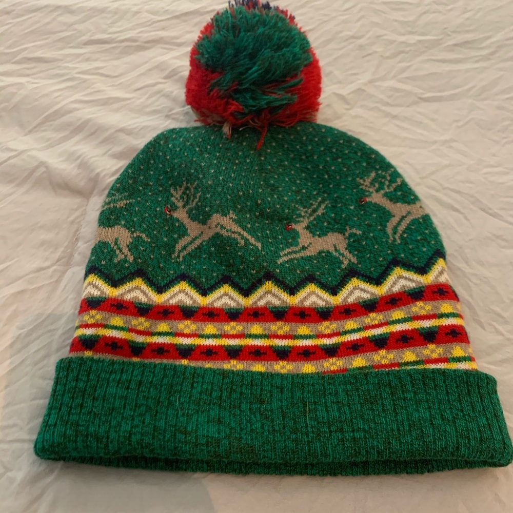 Reindeer stocking cap, gloves
